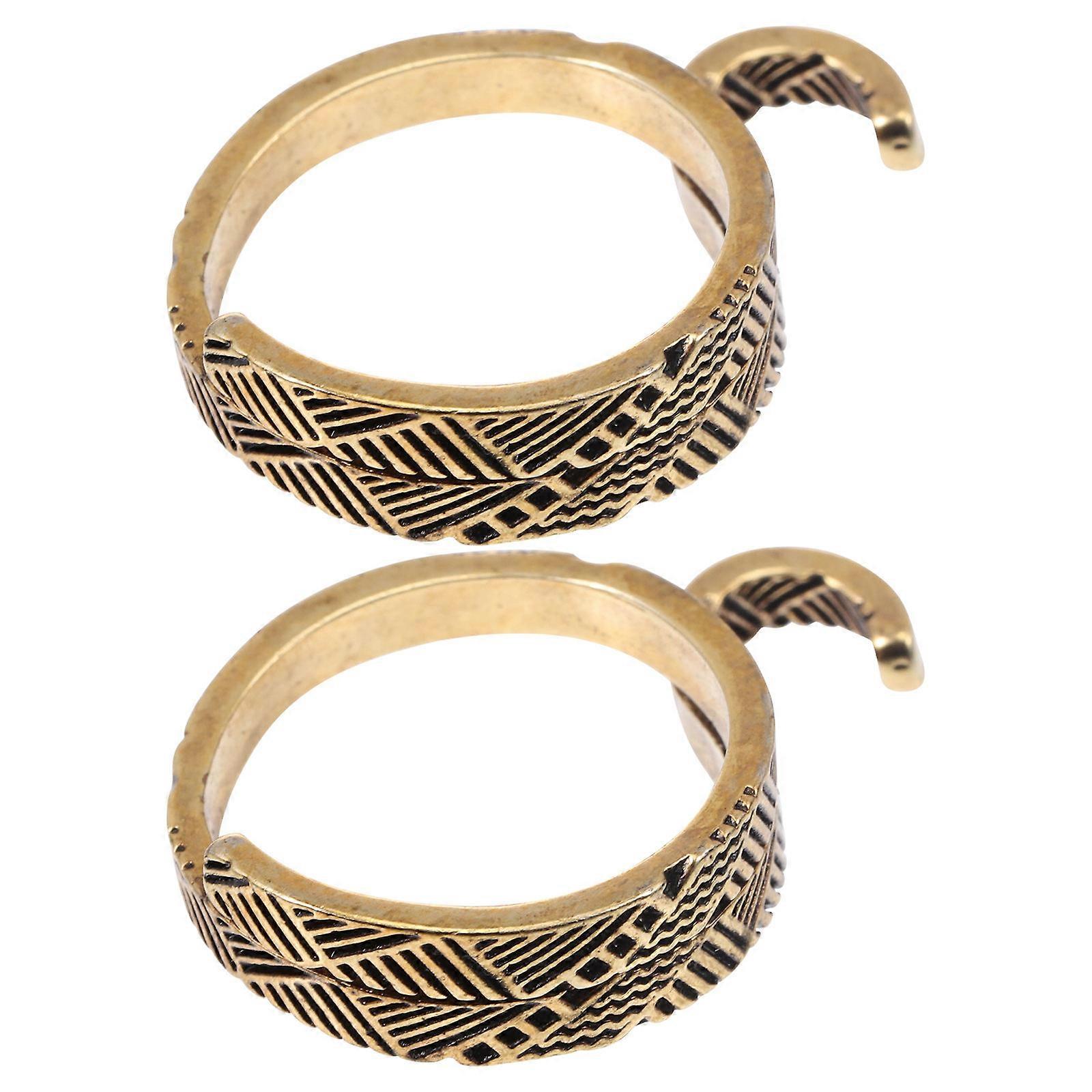 Crochet Loop Ring Copper Knitting Tool for DIY Crafts 2Pcs