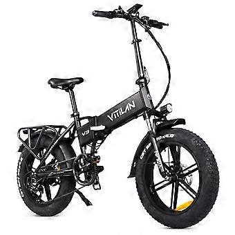 Vitilan V3 2.0 black Electric Bike 48V 13Ah 20x4 Fat Tyre Shimano 7 Speed Off Road