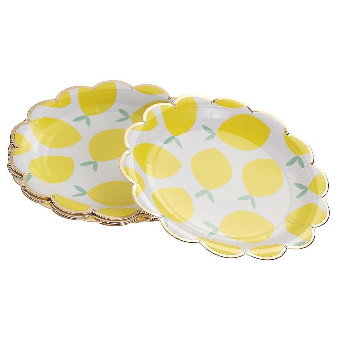 Paper Party Lemon Pattern 8Pcs Yellow Round