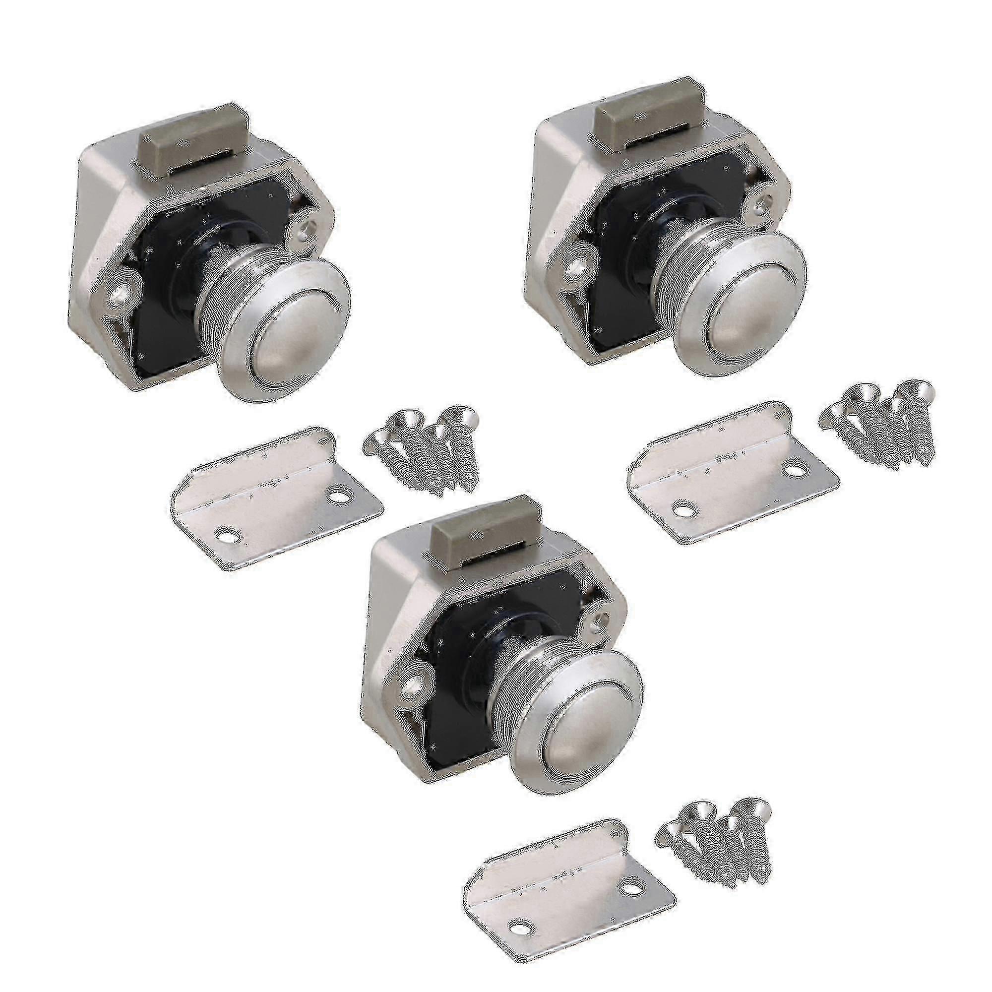 3 X Push Button Latch Rv Door Locks For Caravan Cupboard Drawer Handle