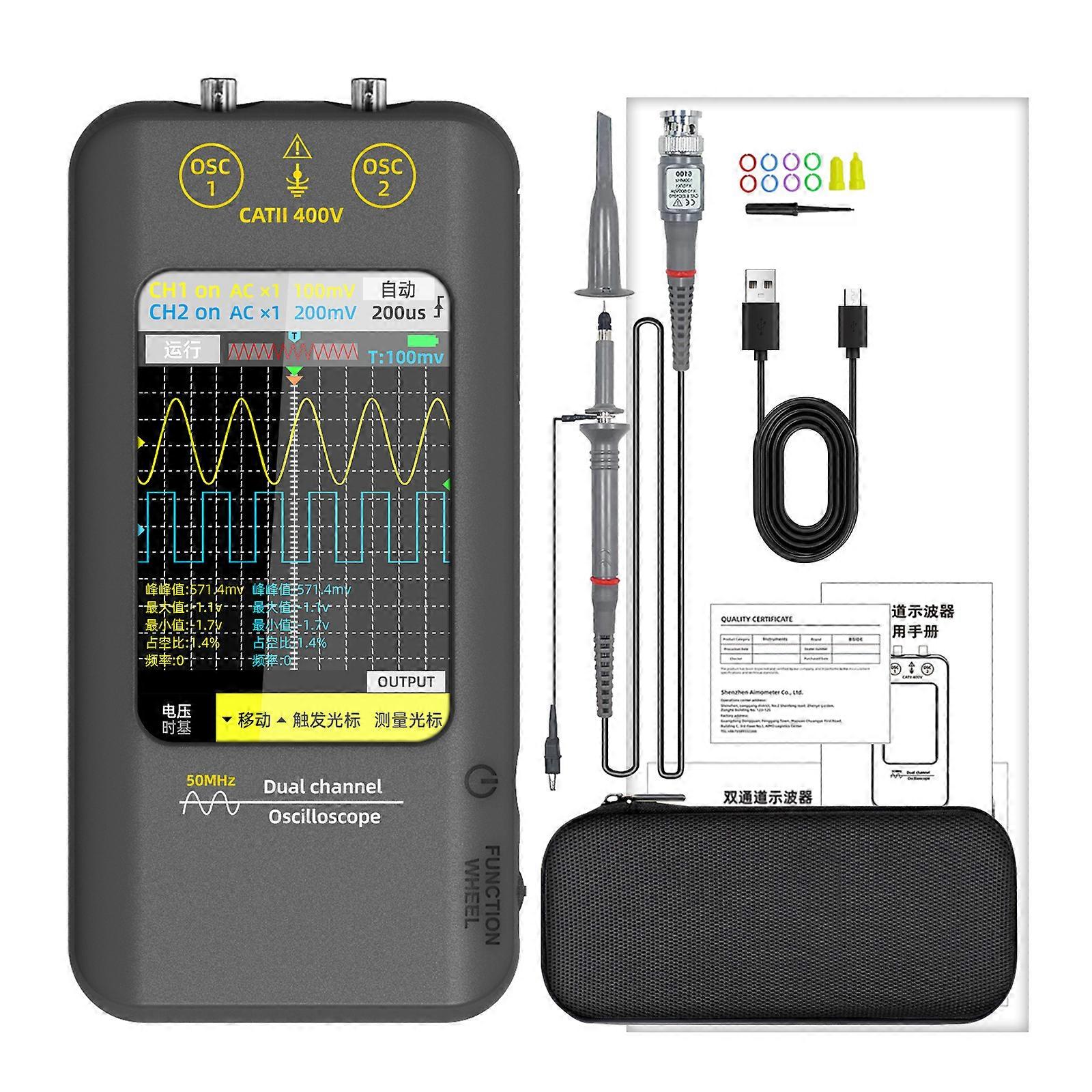 Professional 2 Channel 50MHz Oscilloscope With 480X320 Resolution Touch Display Interfaces And Waveform Capturing Function Multicolor