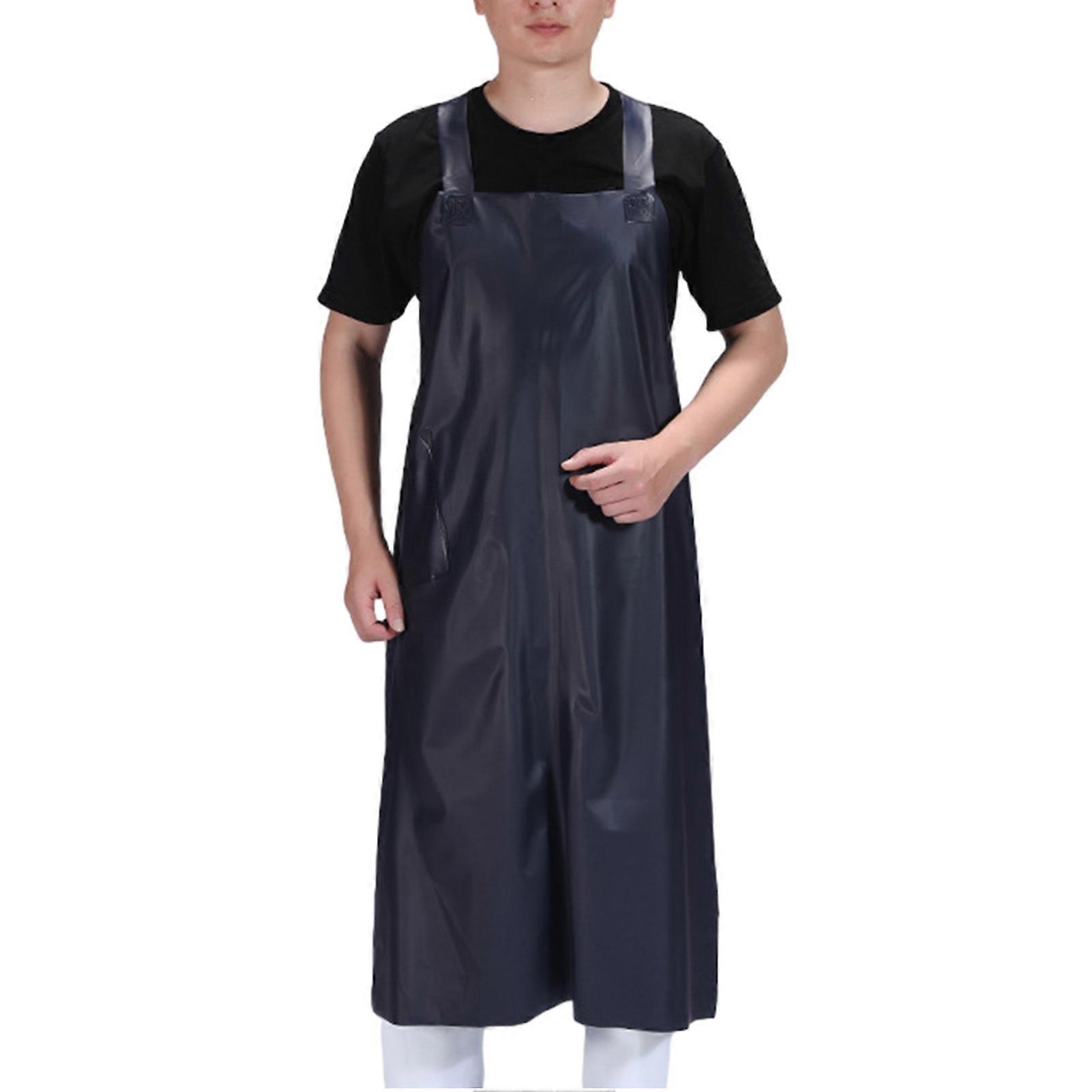 Knielange Arbeitsschürze, Küchenschürze mit Tasche, wasserdicht und ölbeständig, Kochschürze für Damen und Herren