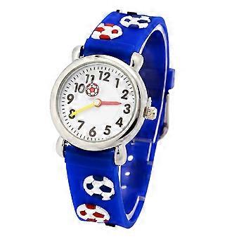 Wristwatch for Kids Waterproof Children Watch 1Pcs Blue Cartoon Football Pattern