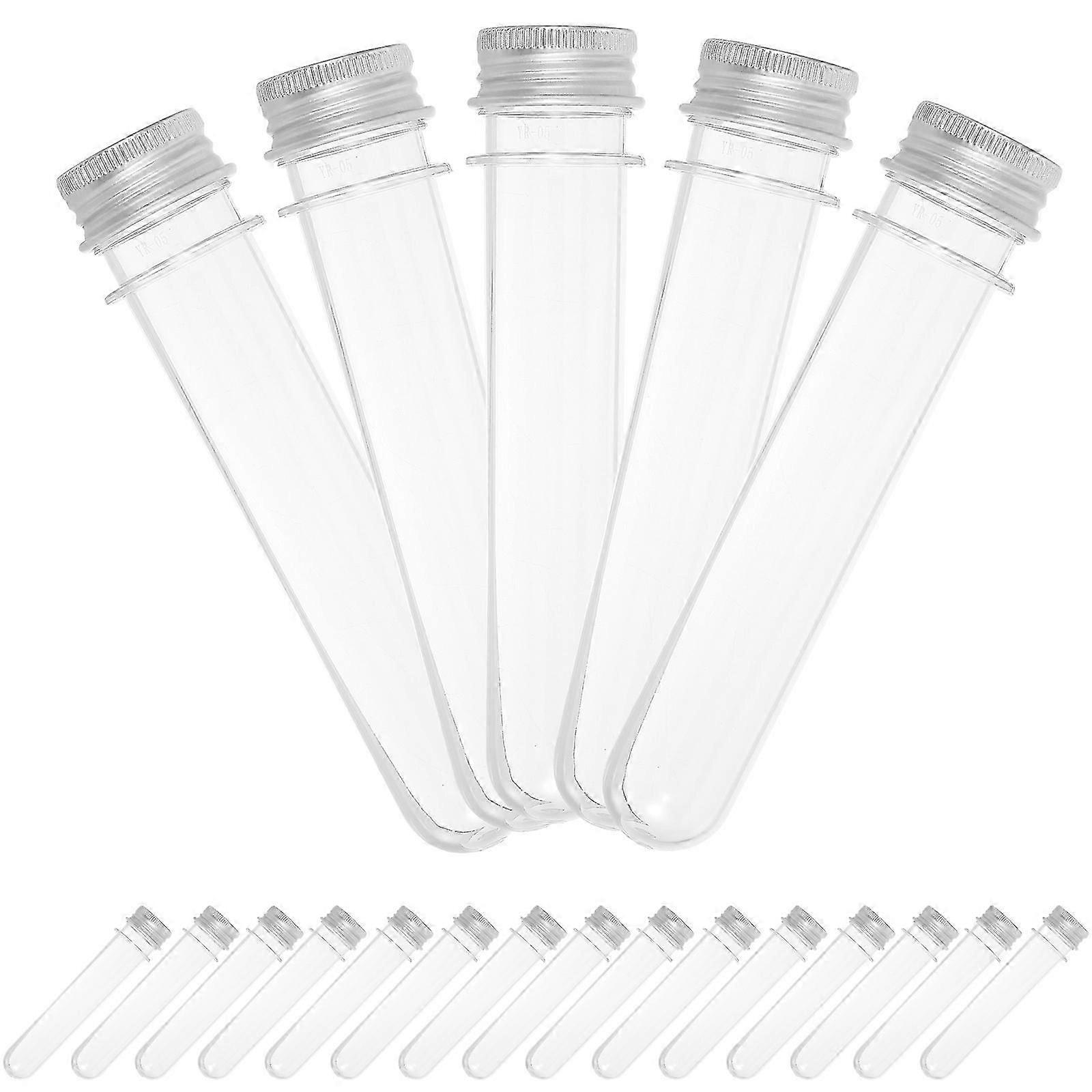 Plastic Test Tubes Transparent Cylindrical Containers for Storage Use 20Pcs