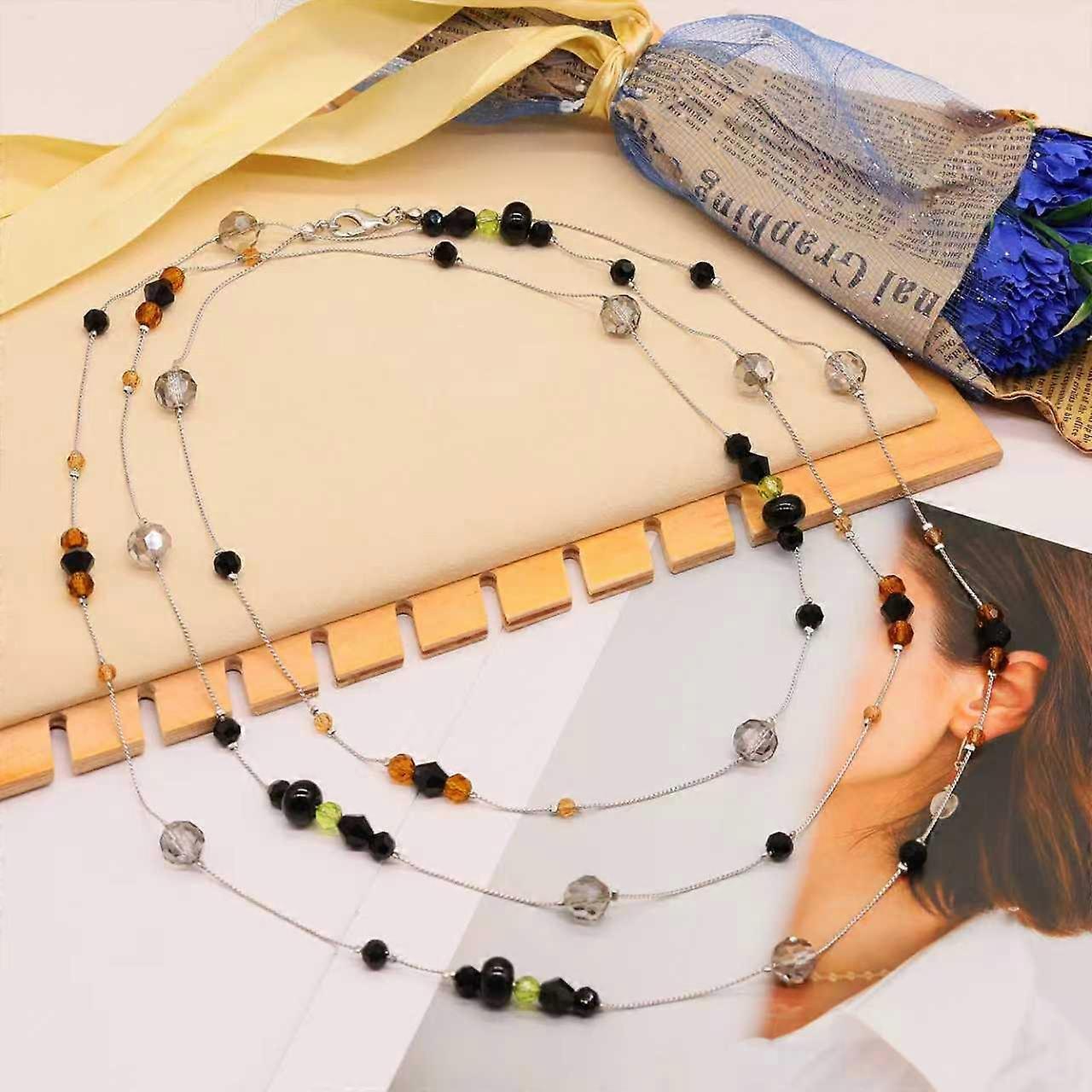 Bohemian style black beaded necklace