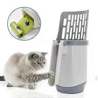 Cat Litter Shovel Scoop with Refill Bag Filter Clean Toilet Garbage Picker