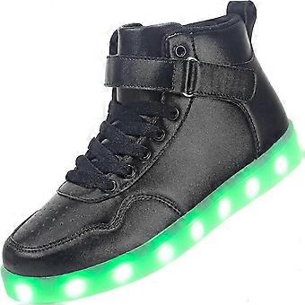 Dziecięce buty LED, wysokie cholewki, biegacze świateł, buty do ładowania USB dla chłopców i dziewcząt