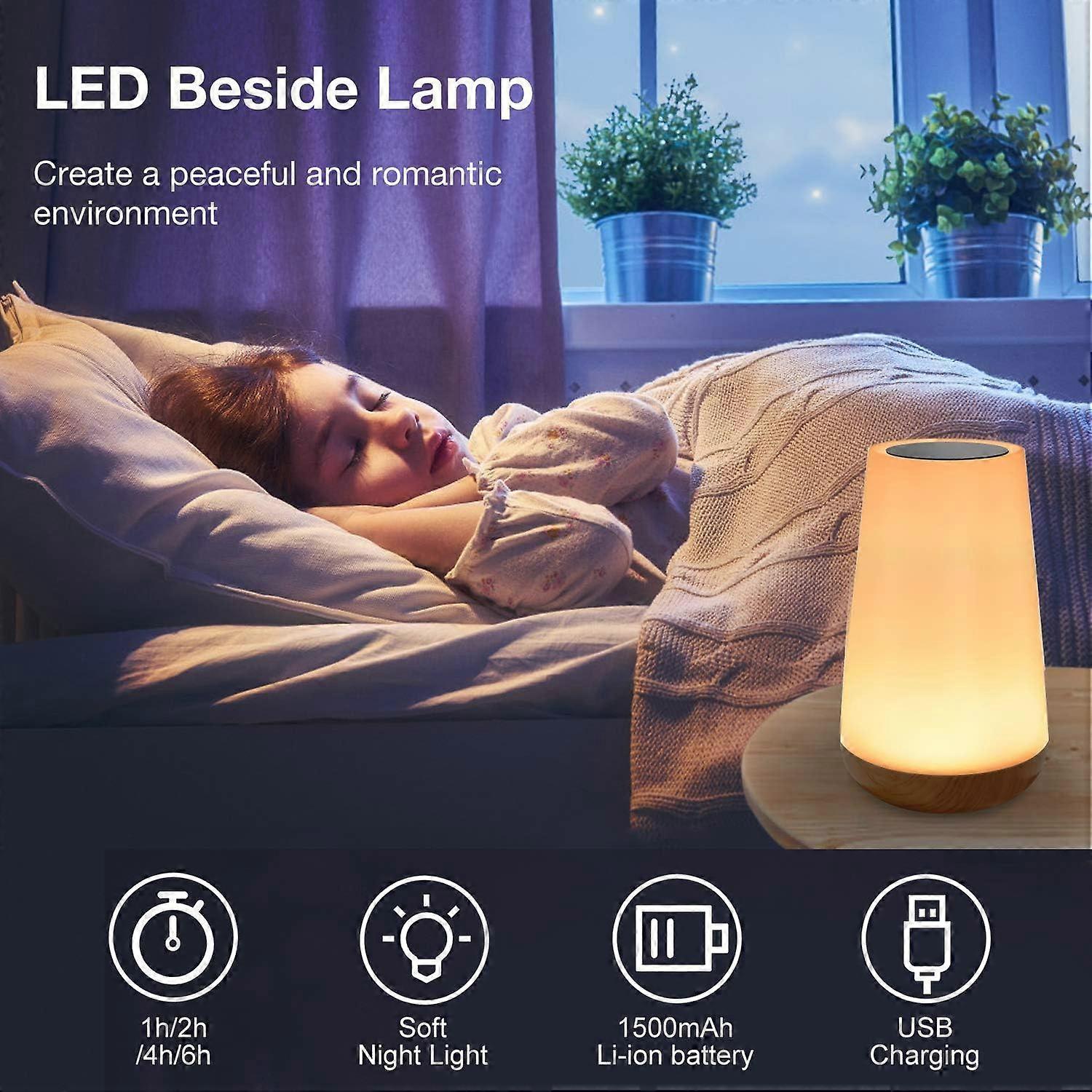 LED bedside lamp, touch dimmable atmosphere table lamp with remote control, 13
