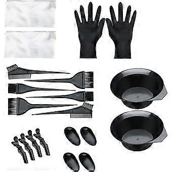 20-Piece Hair Dyeing Set with Tinting Brushes, Mixing Bowls, Comb, Cape, Gloves, Ear Covers - At-Home Hair Coloring Kit
