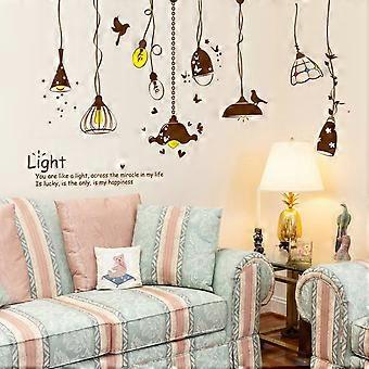 Heytea Retro Brown Artistic Chandelier Lights Removable Wall Sticker Decal, Living Room Bedroom Home Nursery Decoration Adhesive DIY Art Wall Mural