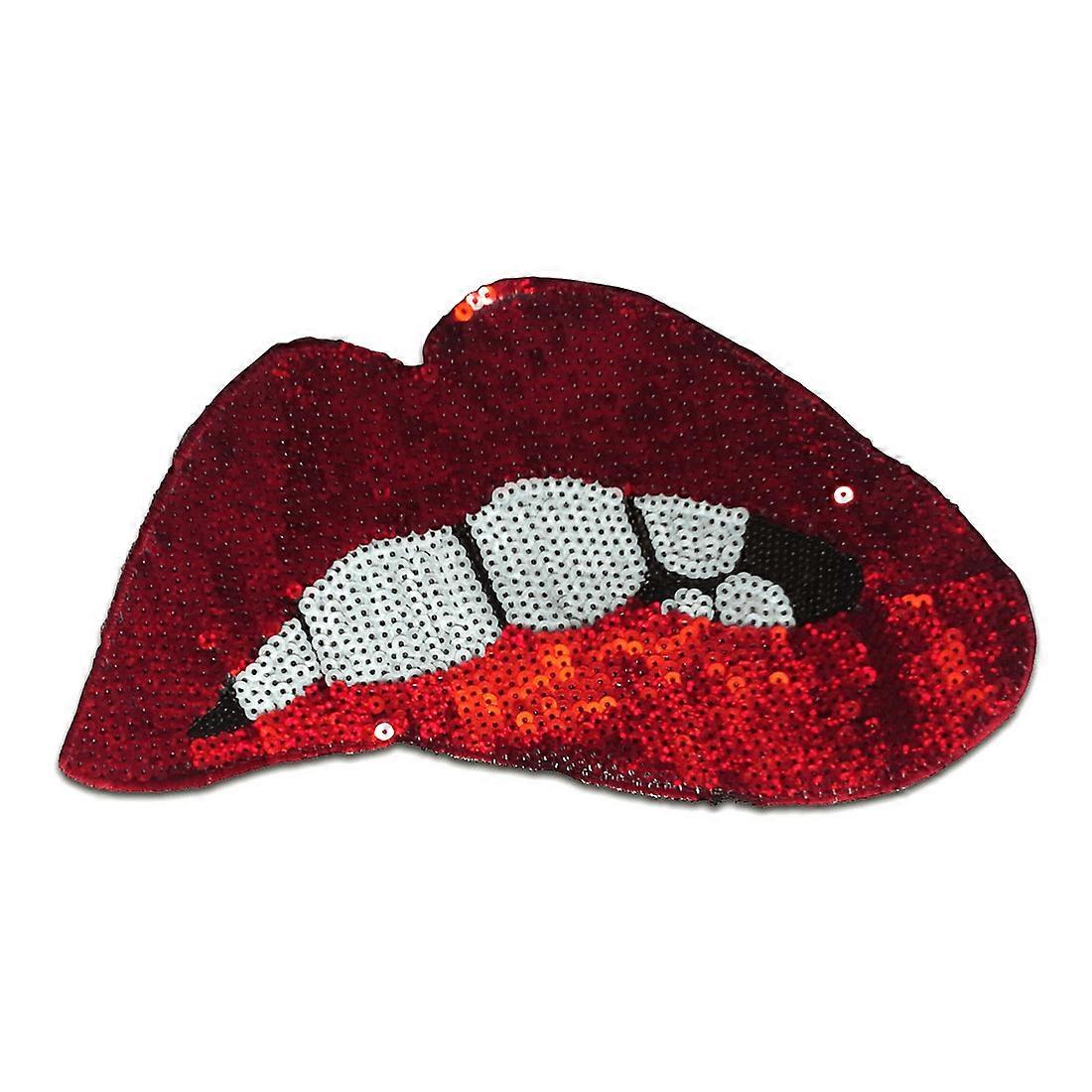 Patch - XL mouth sexy with sequins red 27x16,5cm patch