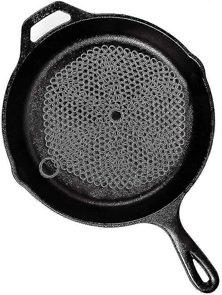Round Cast Iron Cleaning Brush With Durable Plastic Scraper