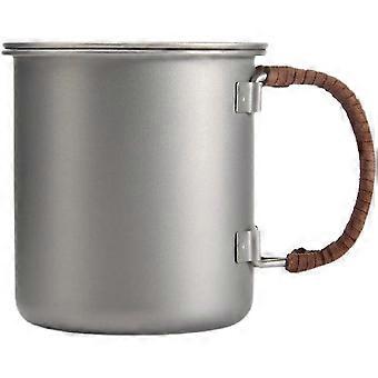 Ultralight 450ml Titanium Coffee Cup Tea Cup Water Mug With Foldable Handles compatible with Home Outdoor Camping Hiking Backpacking Picnic