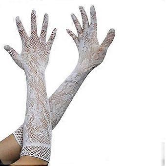 Women Long Lace Opera Gloves White Cotton Breathable Comfort Soft Touch for Formal Events