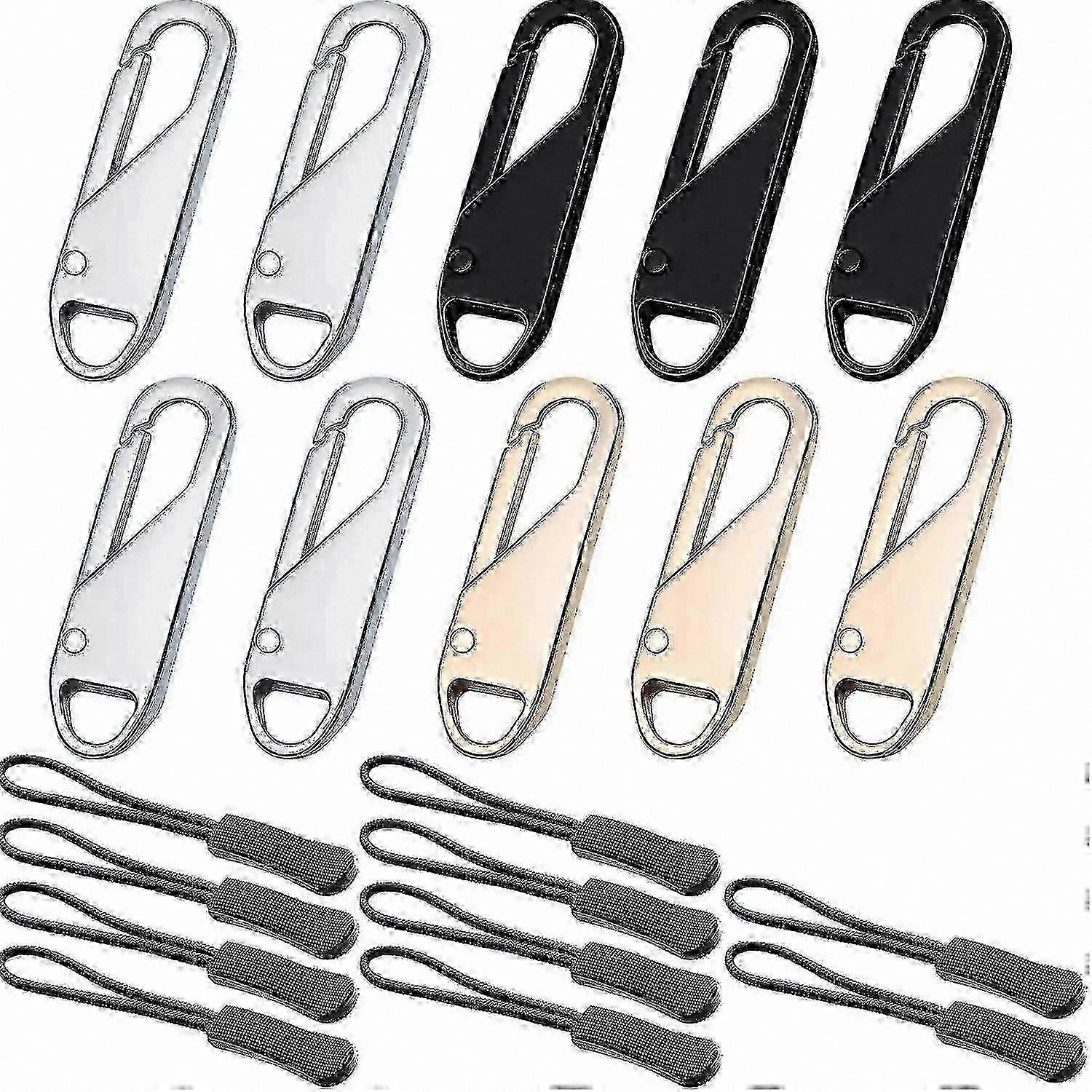 Zipper Pull Tab Replacement, 10 Pcs Metal Zipper Extender Handle Fixer SD