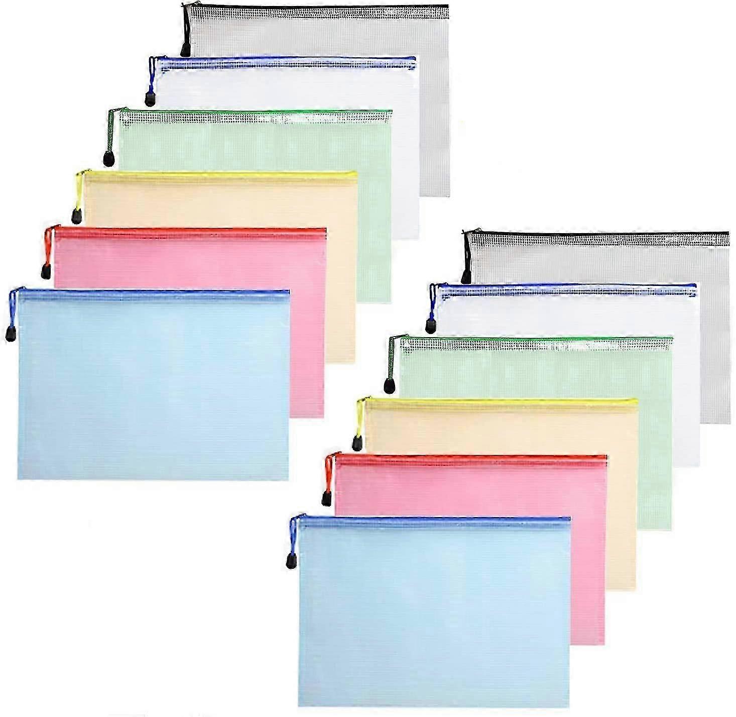 12Pcs A5 Mesh Zip File Bags