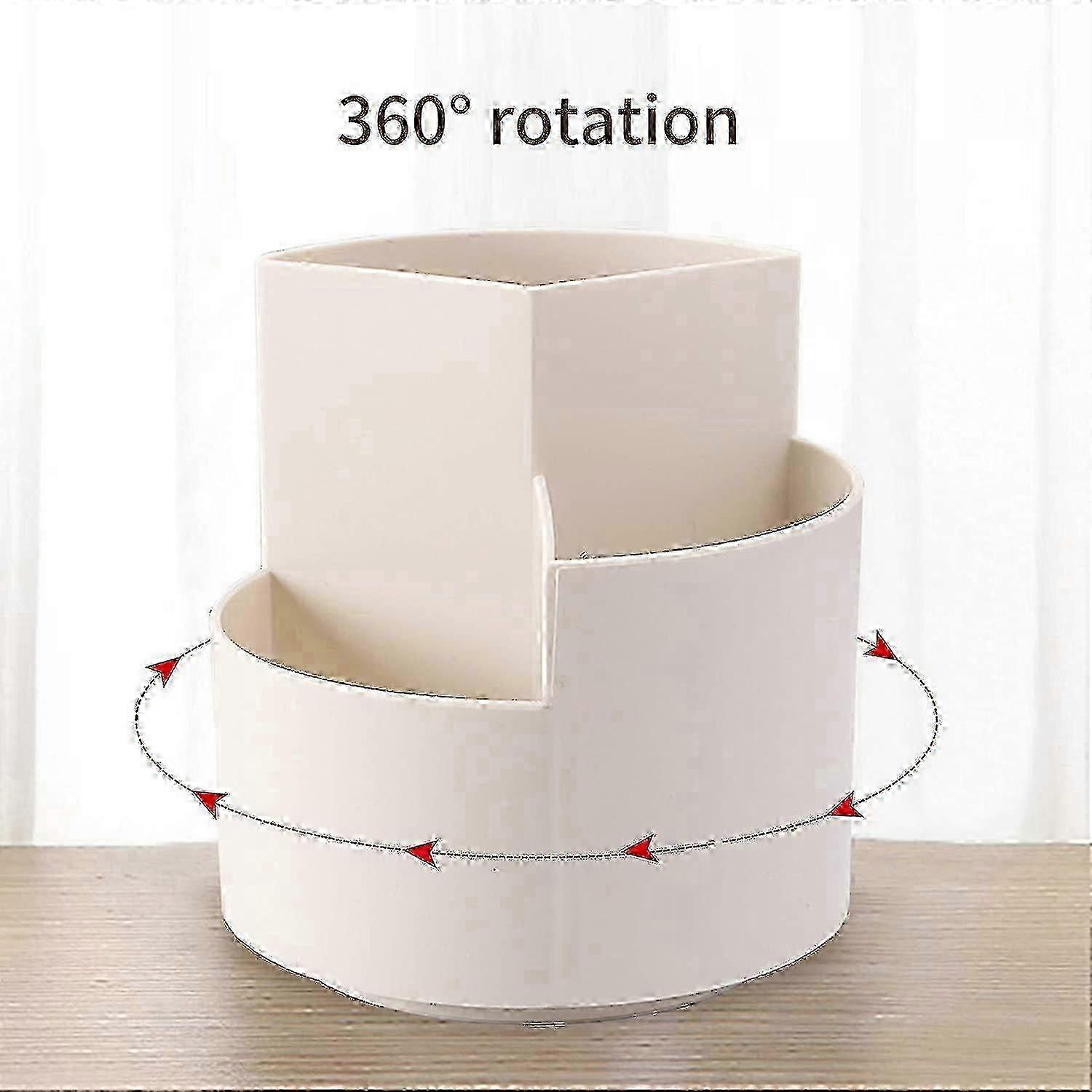 Sturdy Practical Rotating Pen Bracket with 3 Compartments Desk Organizer Creative