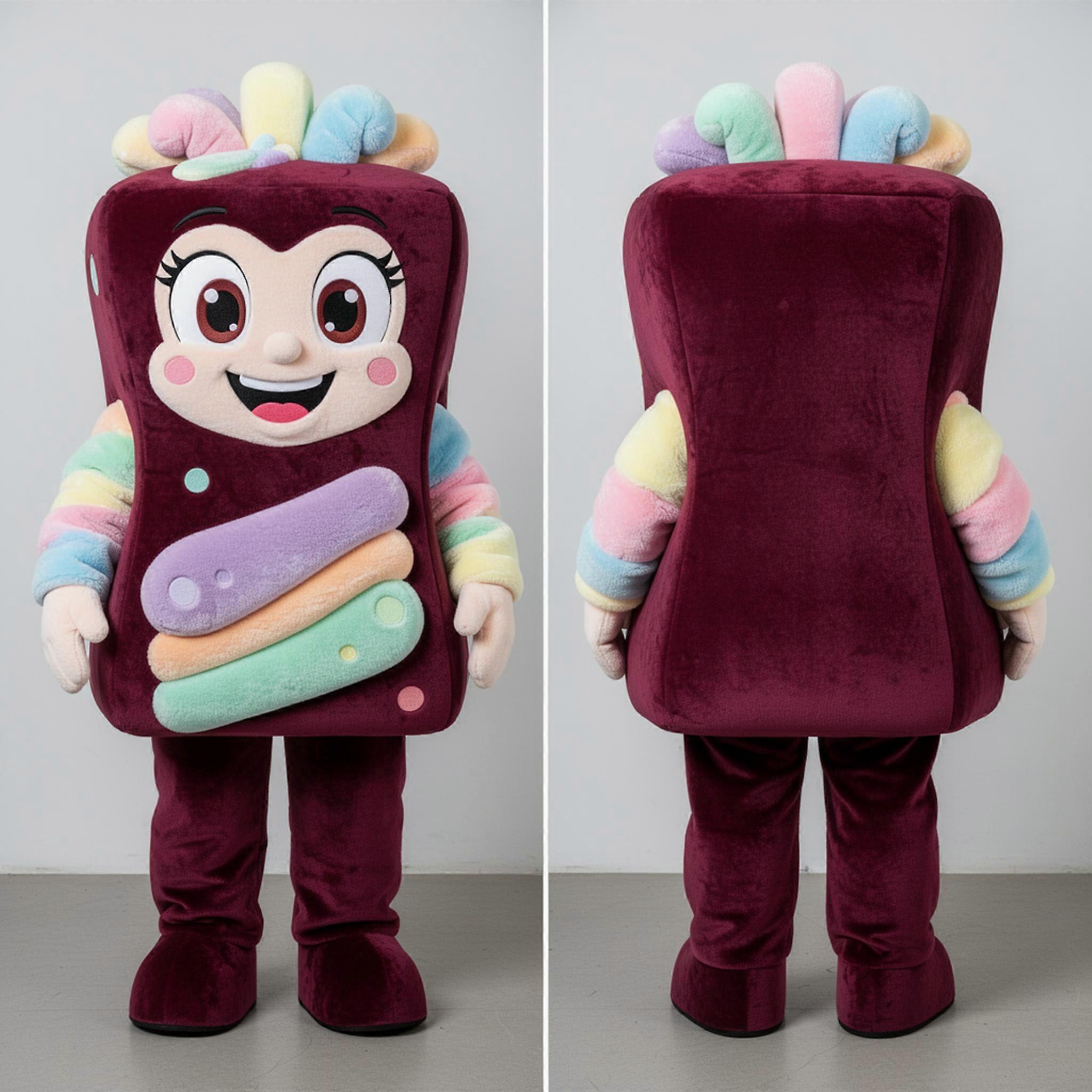 MASTICOT Maroon Plush Candy Box Mascot