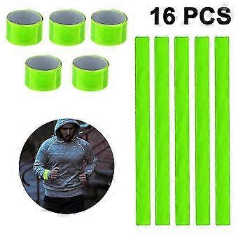 16 stuks Reflector Snap Bands Fluorescerende Slap Armbanden Reflector Strips Hoge zichtbaarheid Slap Veiligheidsbanden Compatibel met kinderen Volwassenen Jongens en meisje
