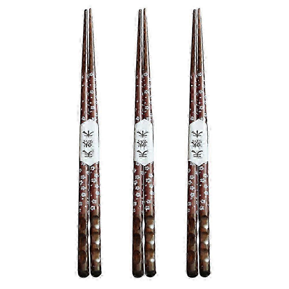 Reusable Chopsticks Simple Solid Wood 3Pairs