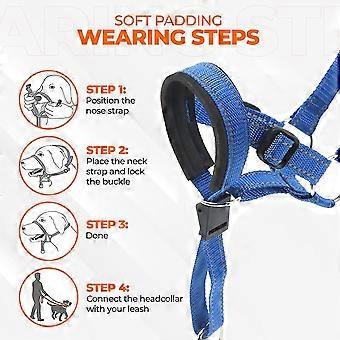 Dog Head Halter With Safety Strap, Dog Head Collar With Reflective Strap, No-pull Dog Collar Adjustable Dog Harness Training