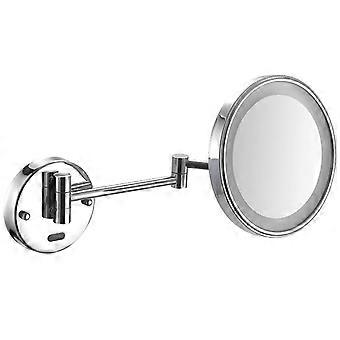 Smart Sensor LED Wall Mounted Makeup Mirror 7X Magnification, Hardwired Extendable Chrome Vanity Mirror