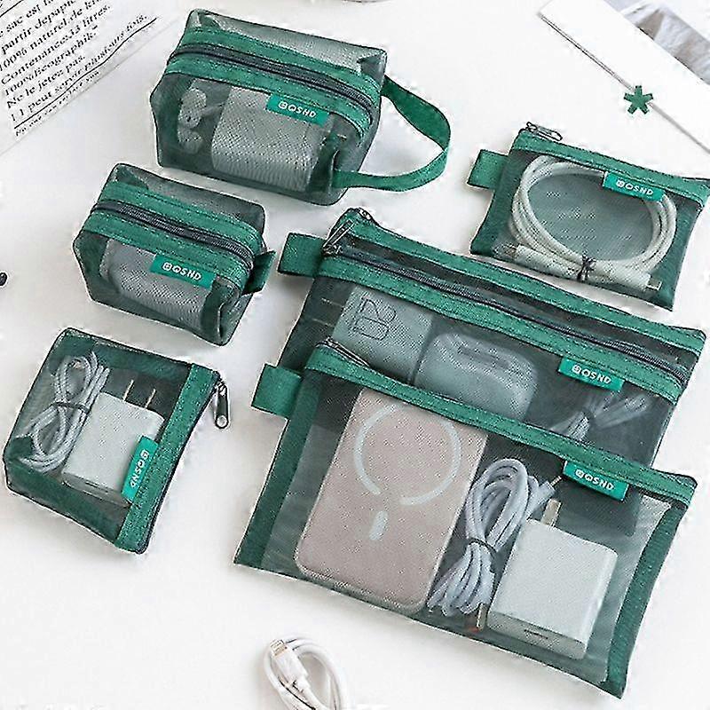 6pcs Transparent Mesh Zipper Bags