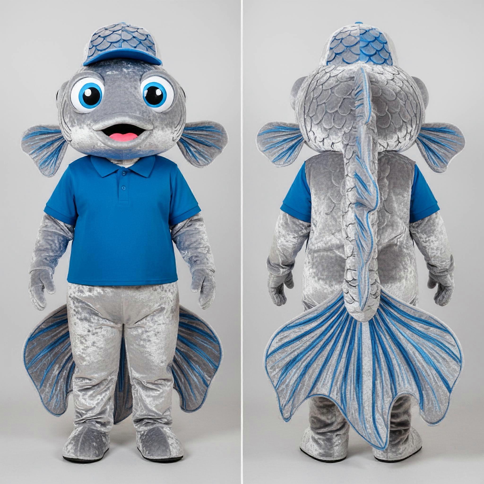 MASTICOT Silver Shimmering Cartoon Betta Fish Mascot