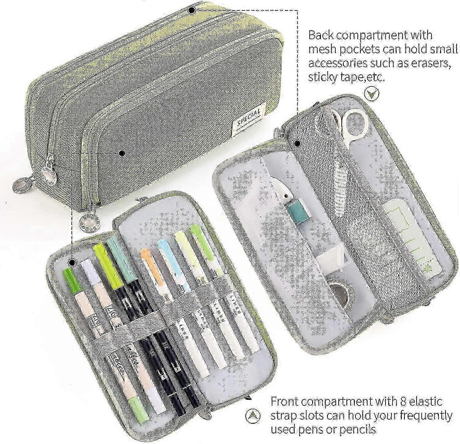 Sturdy 3-Section Canvas Pencil Pouch