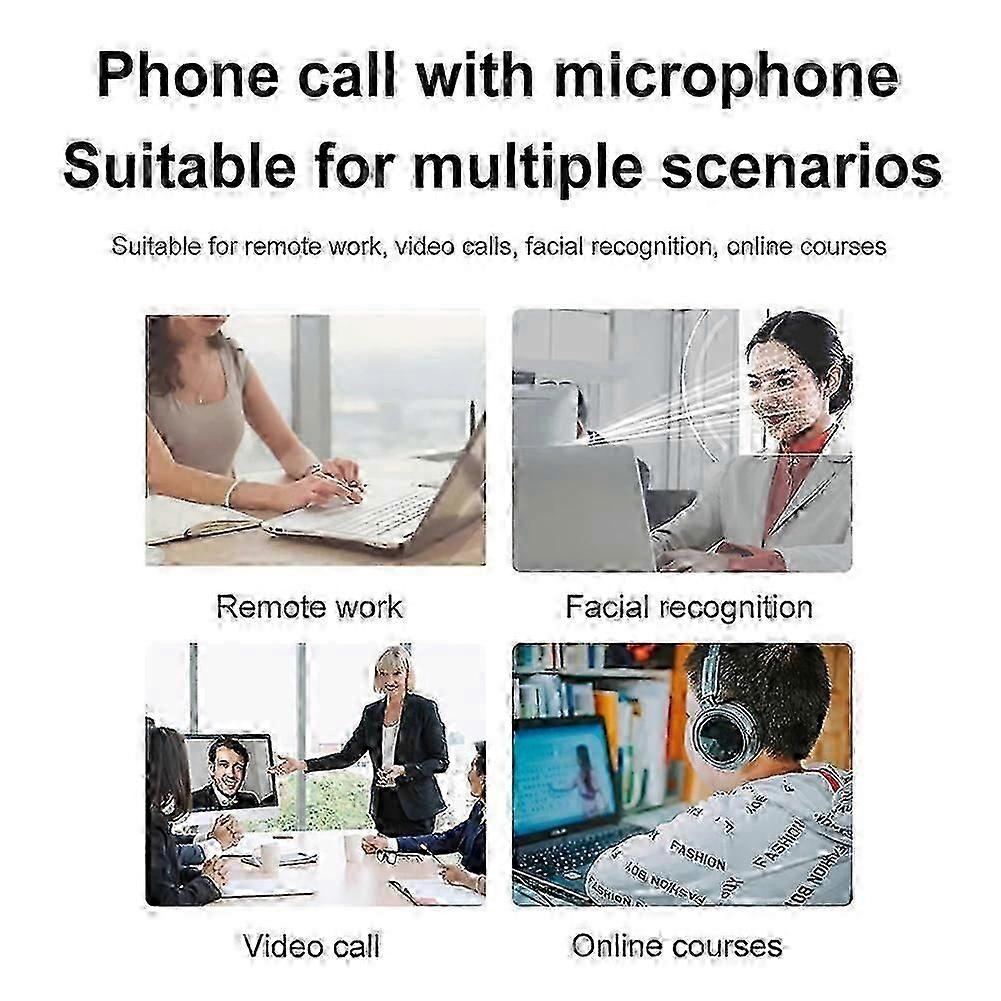 Identification Login Web Camera with Single Microphone compatible with Windows Hello USB Computer Webcam Black simple