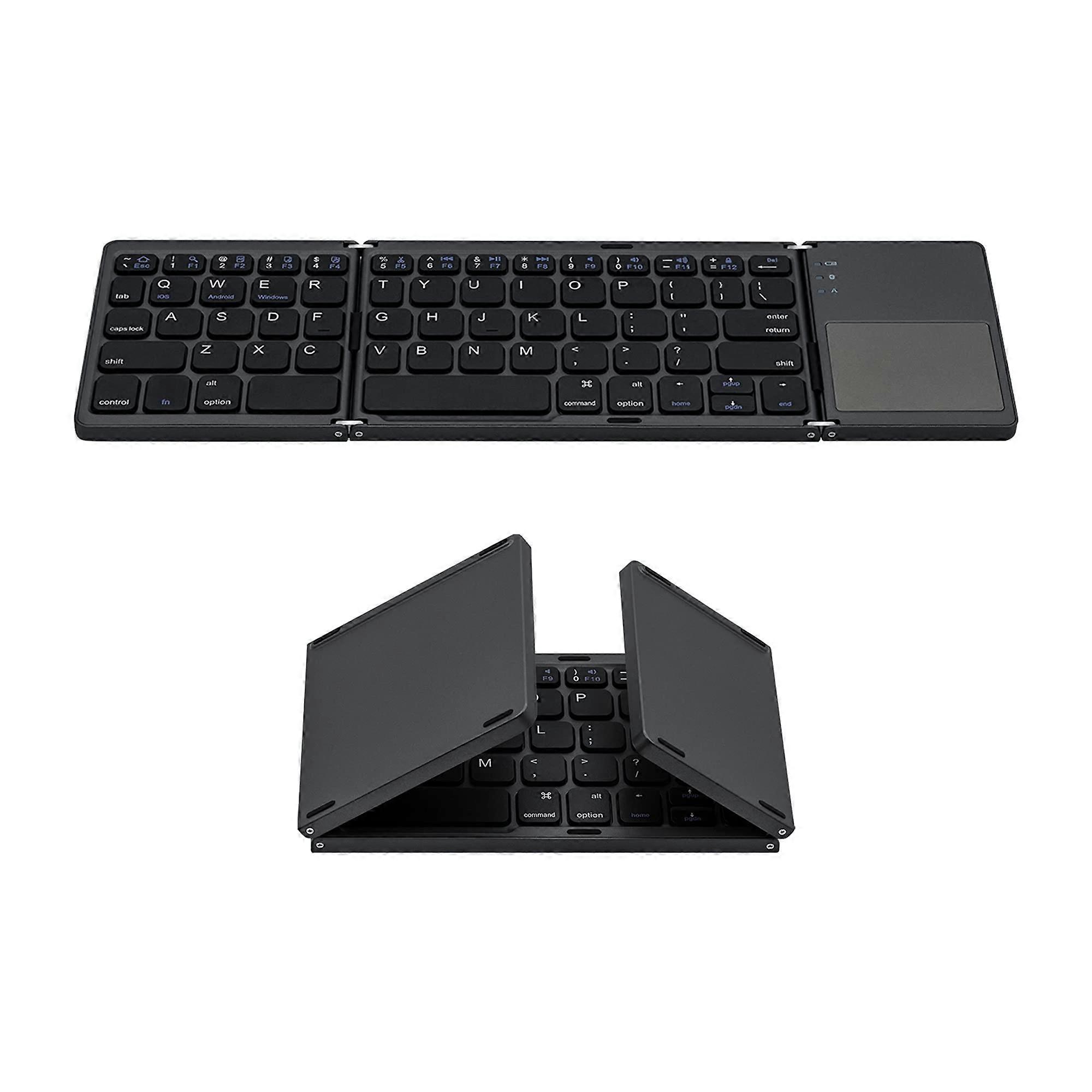 Portable Foldable Wireless Tri-Keyboard with Touchpad - Grey