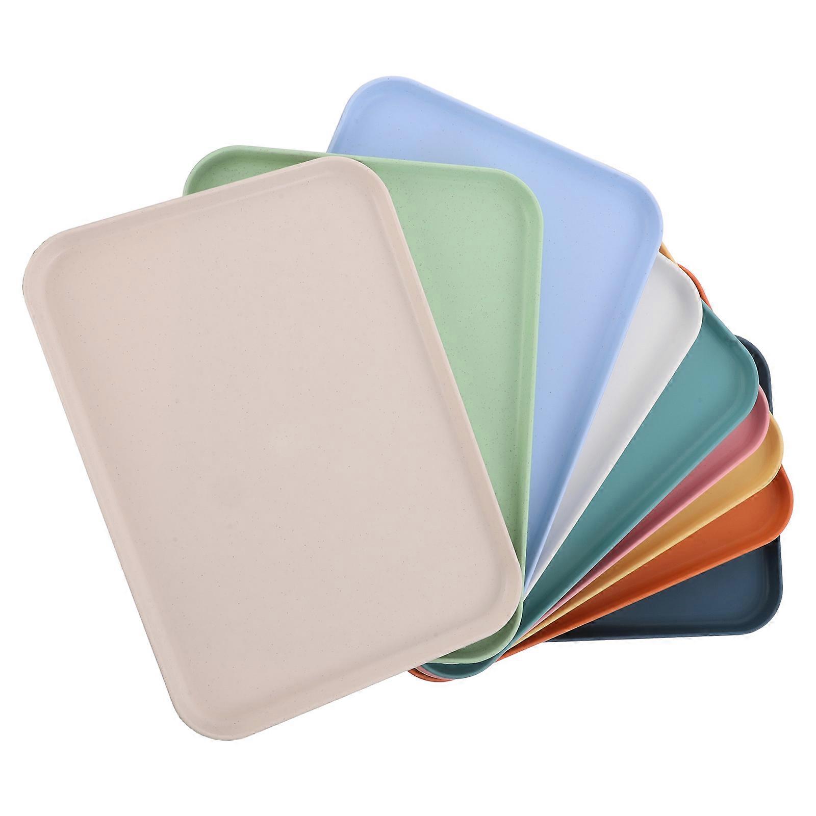 Fast Food Serving Tray Rectangular Tray for Cafeteria Use 9Pcs Multicolor