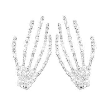 2 Stück Strass-Skeletthand-Haarspangen, Metall-Skelett-Haarspangen, Gothic-Haarspangen, Halloween-Haaraccessoires für Frauen und Mädchen