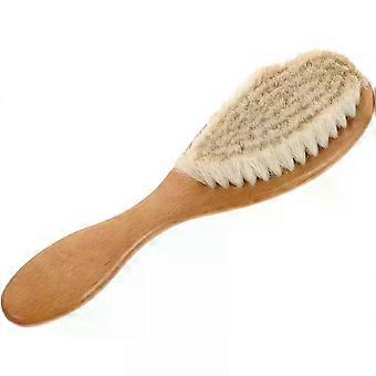Infant Wool Hair Brush, Portable Wooden Scalp Stimulating Detangling Tool