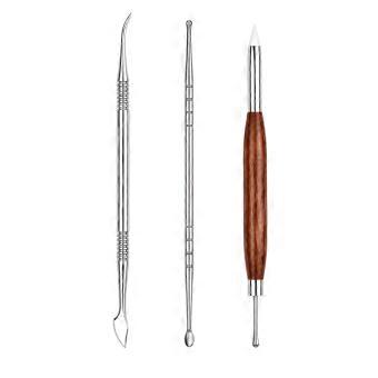 3-Piece Double-Ended Nail Sculpting Set with Multiple Tip Shapes for Nail Art Shaping, Edge Work, Sidewalls, and Detail Refinement Multicolor