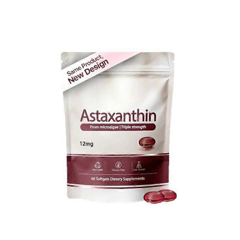 Astaxanthin 12mg Softgels, 60 Count, Microalgae Source Dietary Supplement