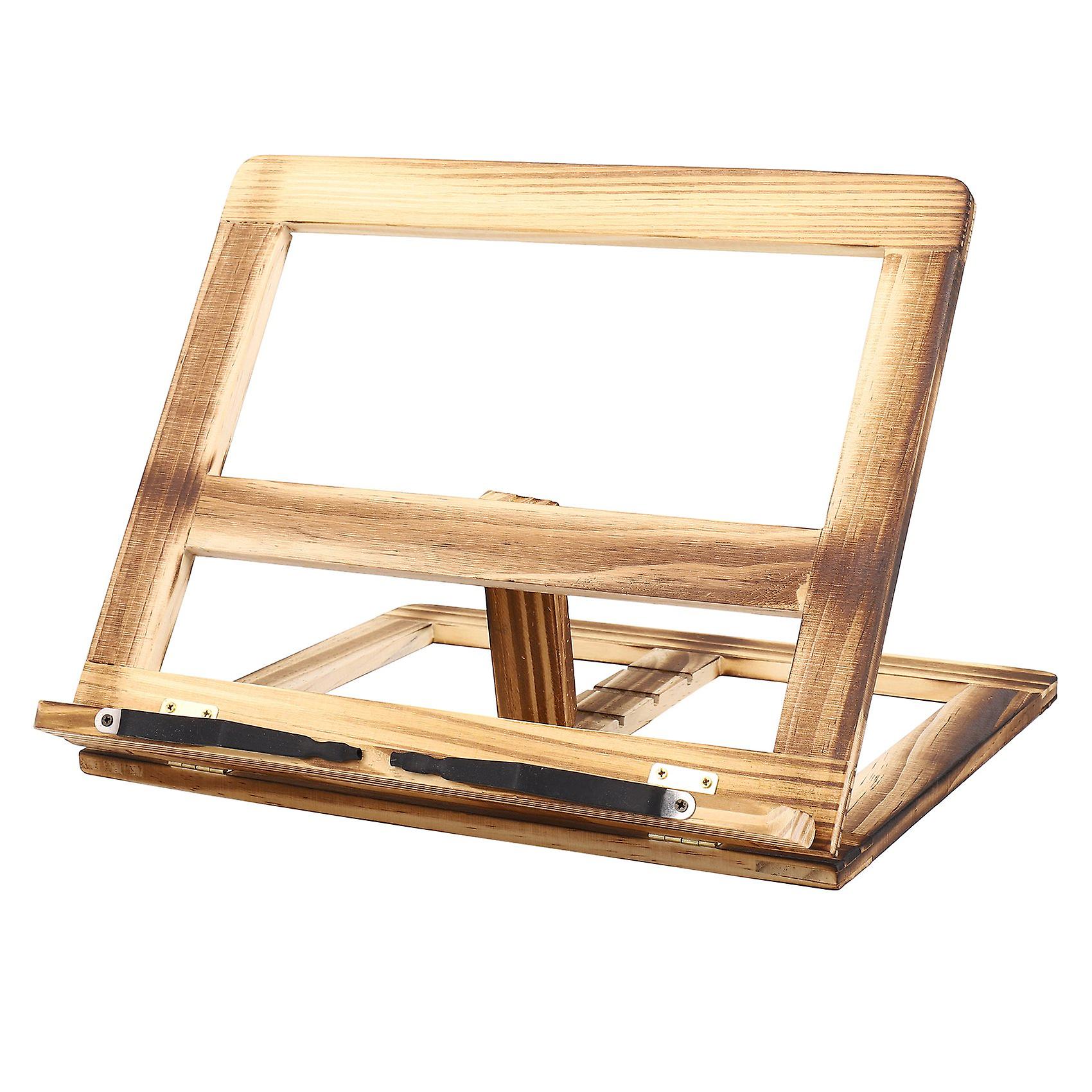 Foldable Recipe Book Stand,Wooden Frame Reading Bookshelf, Pc Support Stand