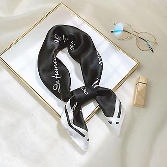 27.5 x 27.5 Women Square Silk Like Hair Scarf Head Sleeping Wrap Satin Headscarf, ZM01 Black-17