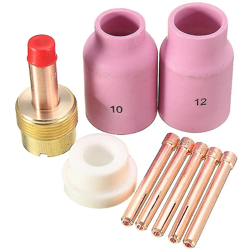 9pcs Tig Welding Torch Long Gas Lens & Alumina Cup For Wp17 Wp18 Wp26 Tig Collet Bodies Spares Kit