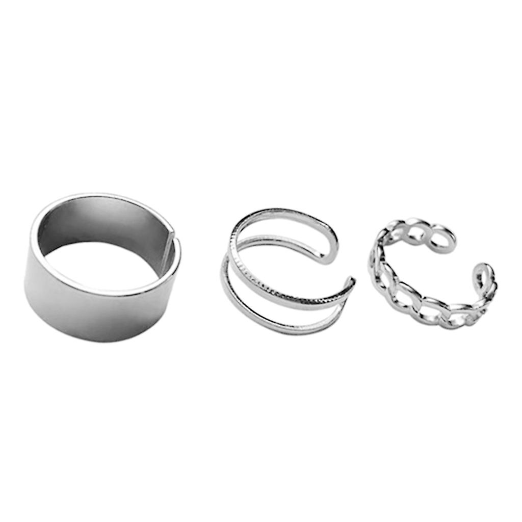 3Pcs/Set Women's Band Rings Opening Adjustable Stackable Ring Female Gift
