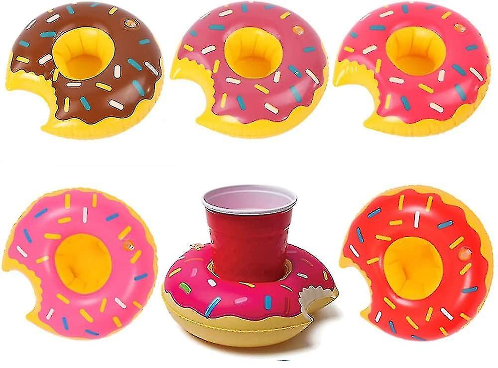 6 Pack Beverage Floaters Cute Animal Pool Drink Holder Set Reusable Inflatable Float Coasters