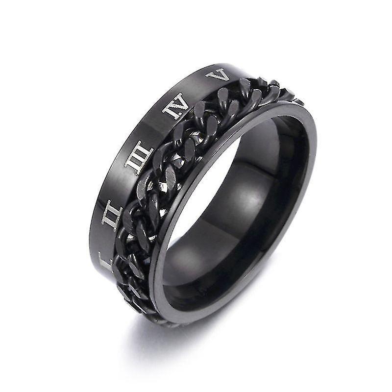 Black Size 11 Edc Finger Fidget Spinner Stainless Steel Chain Rotatable Ring