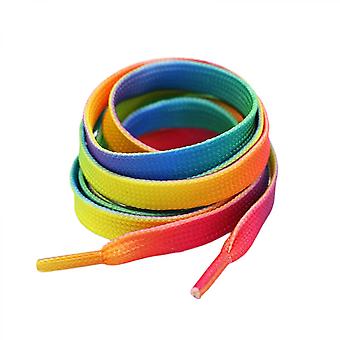 120CM flad farverig mode sneakers snørebånd, regnbue gradient sko snørebånd