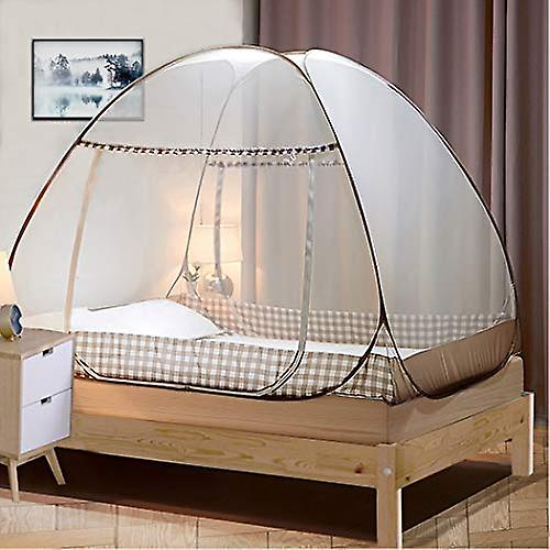 Mosquito Net Bed,Foldable Bed Mosquito Net,Portable Travel Mosquito Net,Double Door Mosquito Camping Tent,150*200cm-Brown Border