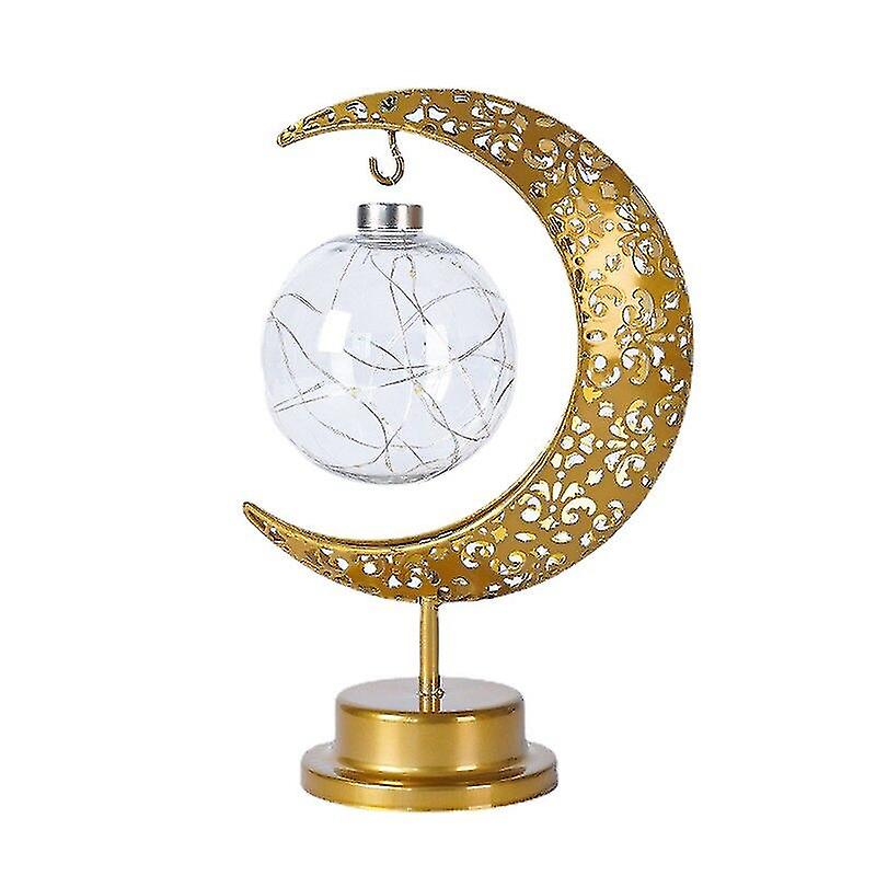 Led Iron Moon Round Ball Muslim Style Modeling Lamp Decorative Bedroom Holiday Table Atmosphere Lamp