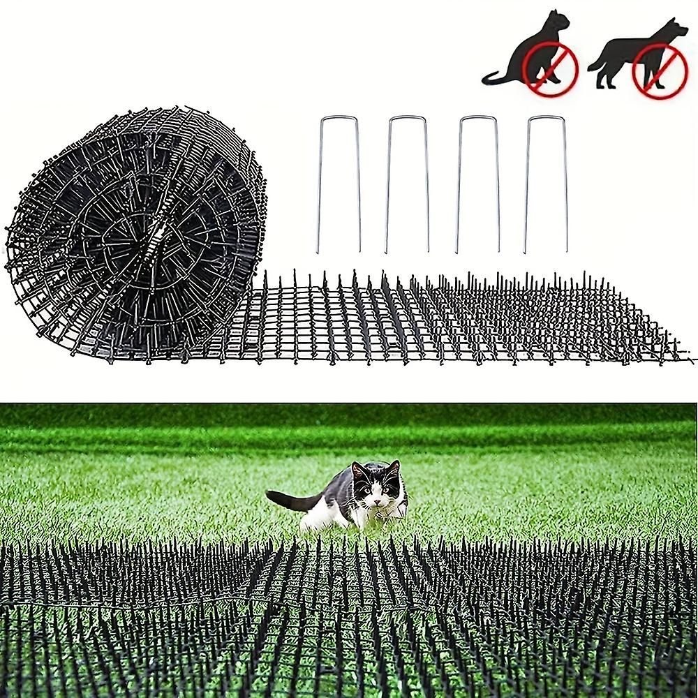 65ft Cat Scat Mat avec pointes Bandes de picotement Réseau Digging Stopper Tapis de dissuasion de pointe extérieure avec 4 agrafes de jardin 78 pouces x 52 pouces