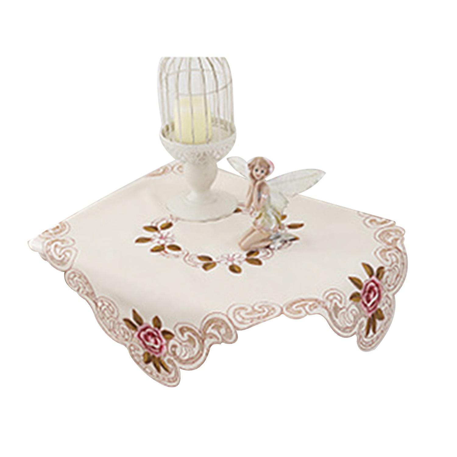 Tablecloth Rectangle/Square Pastoral Embroidered Polyester Floral Cutwork Table Linen for Wedding