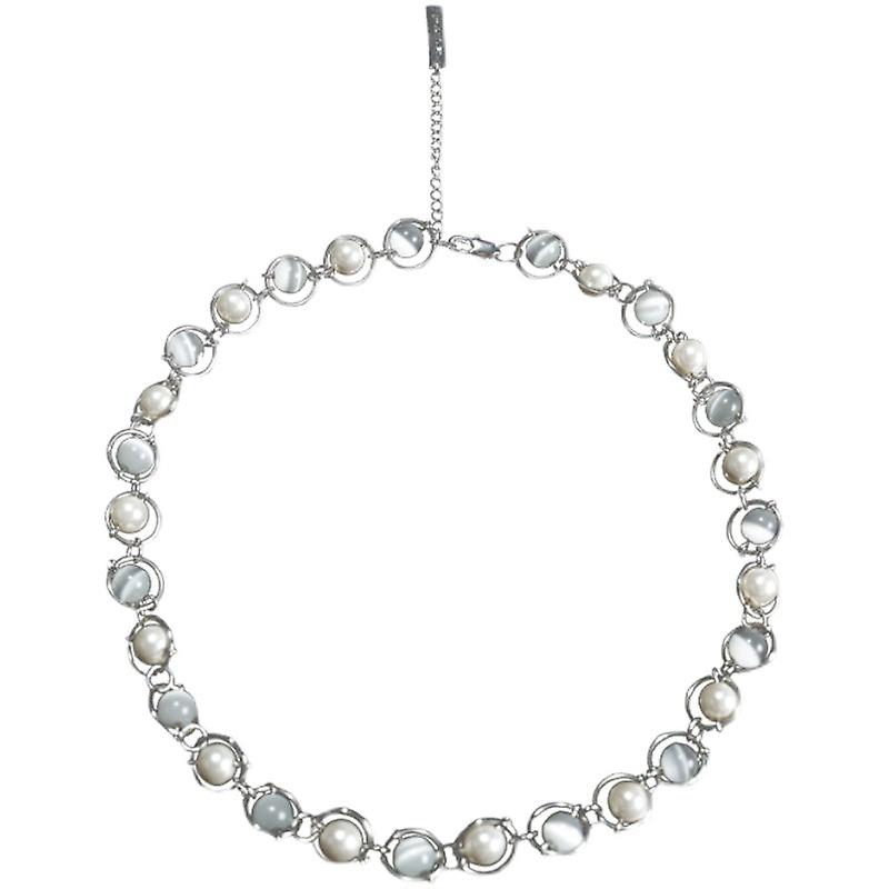 Saturn Structure Pearl Opal Beaded Necklace