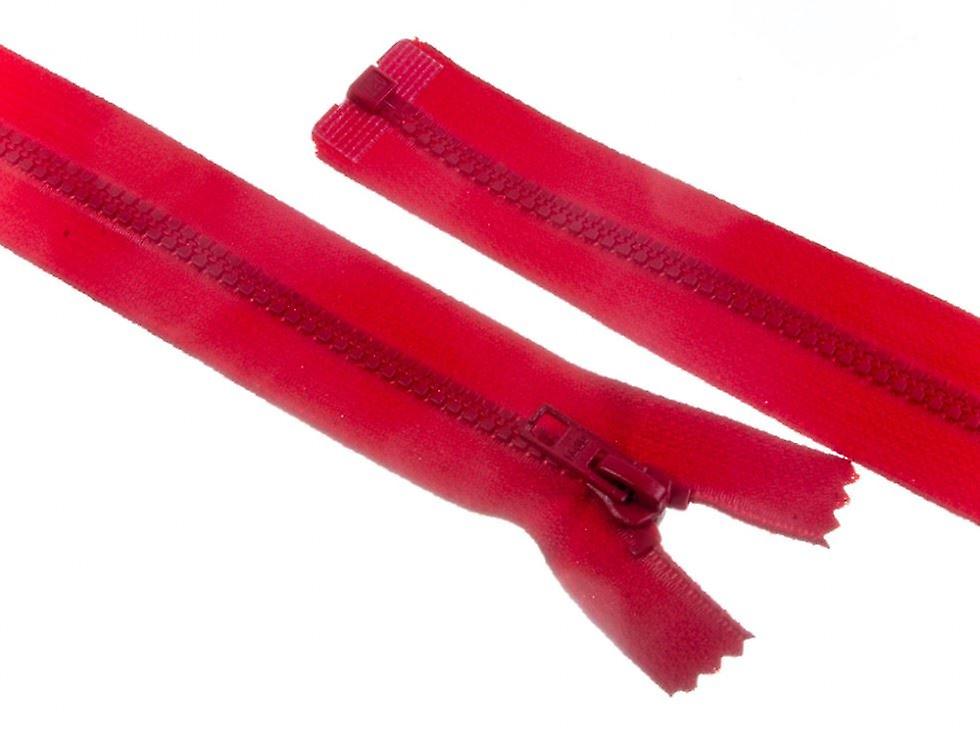 Minerva Plastic Chunky Open End Zips Red - 30 cm - each