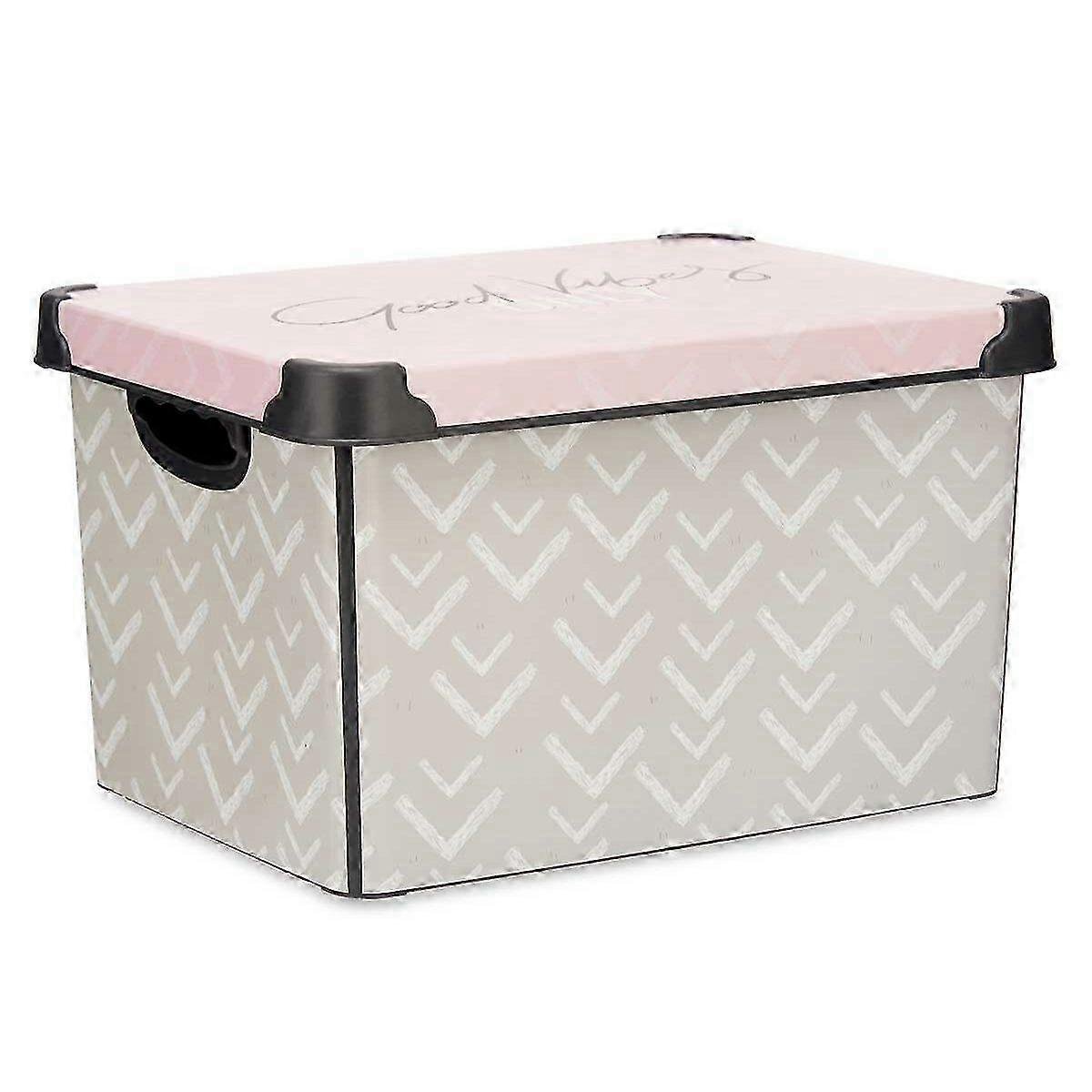 Storage Box with Lid Kipit Vibes Pink Plastic Printed Arrows 22 L (12 Units)
